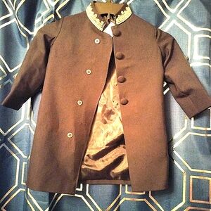 Girls Black Dress Coat with Rhinestones